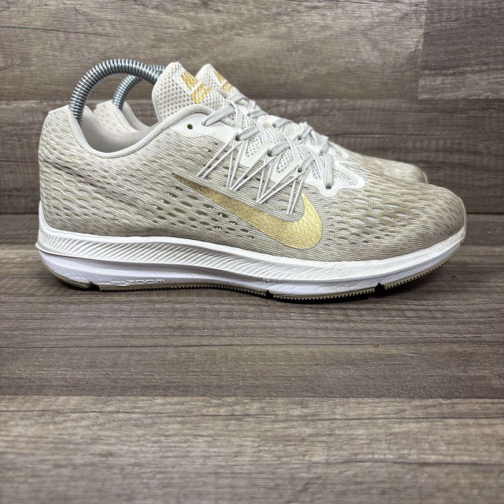 Nike Zoom Winflo 5 Gray Gold Womens US Size 8.5 EUR 40 AA7414-008 Running Shoes